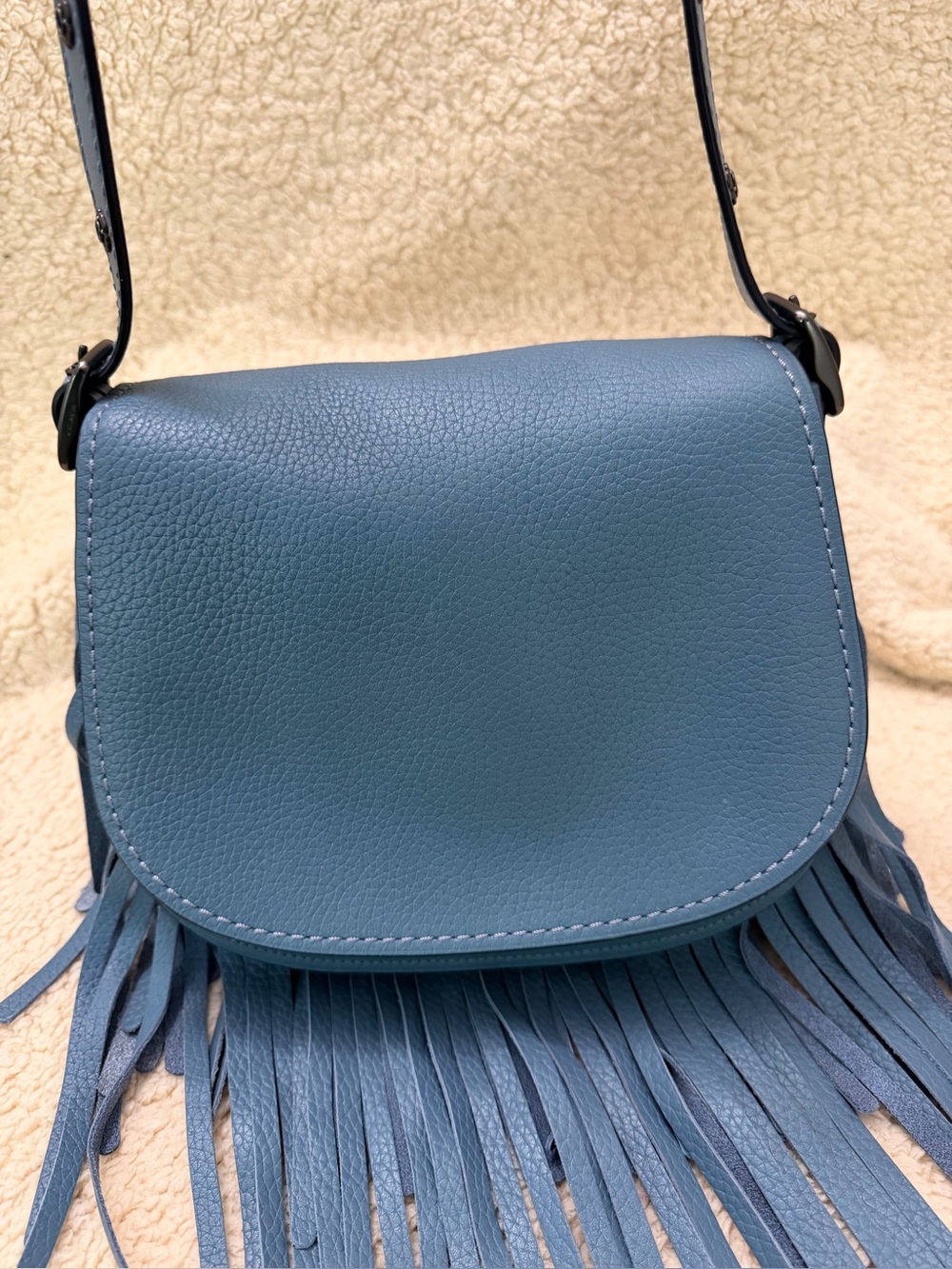 Coach 1941 Saddle 23 w/Fringe Crossbody Bag in Chambray Blue